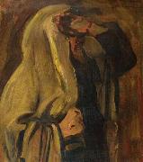 Leopold Kowalsky Jewish man wrapped in a prayer shawl oil on canvas